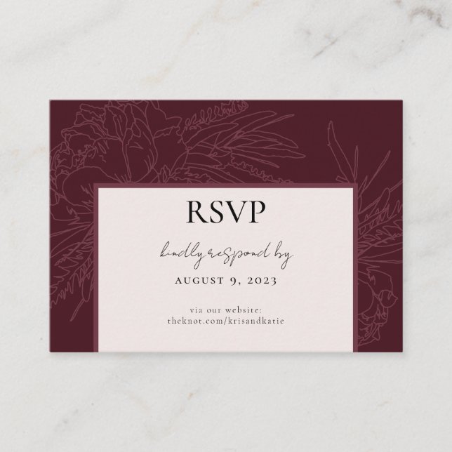Tarjeta RSVP de Borgoña Peony (Anverso)