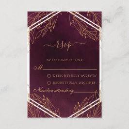 Tarjeta RSVP de Borgoña y Boda de Oro