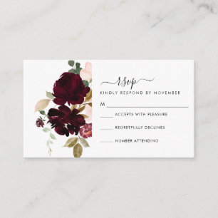 Tarjeta RSVP de Borgoña y Crema