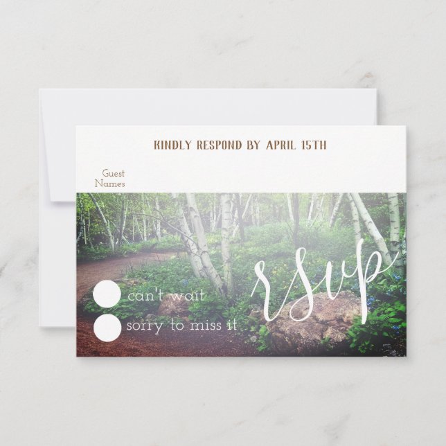 Tarjeta RSVP de bosque encantado (Anverso)