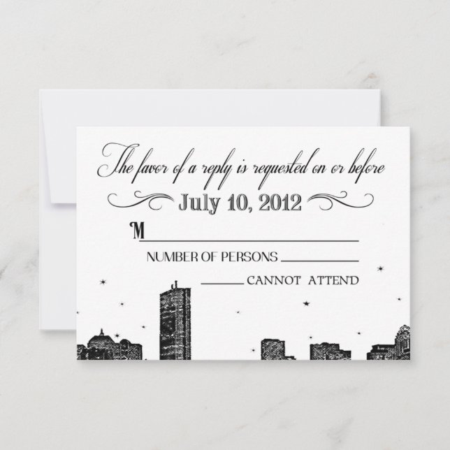 Tarjeta RSVP de Boston Skyline (Anverso)