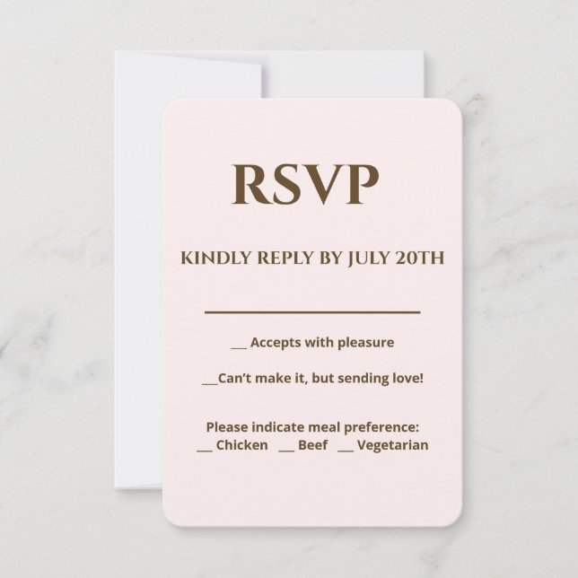 Tarjeta RSVP de brillo suave | Champán Rubor Boda  (Anverso)