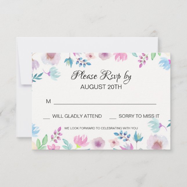 Tarjeta RSVP de Brisa de Flores (Anverso)