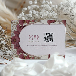 Tarjeta RSVP de Burgundy Calla Lily con código QR