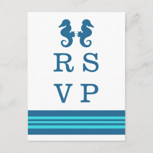 Tarjeta RSVP de caballito de mar azul turquesa náu
