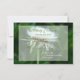 tarjeta RSVP de cabeza de semilla de planta blanca