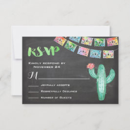 Tarjeta RSVP de Cactus de color de agua Boda mexic