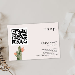 Tarjeta RSVP de Cactus floral moderna Boda QR CODE