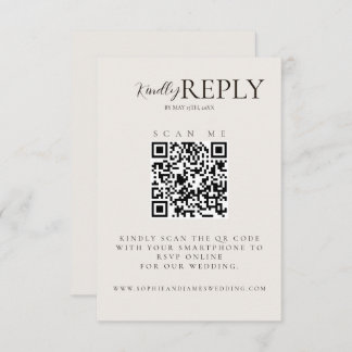 Tarjeta RSVP de caligrafía de código QR para Boda 