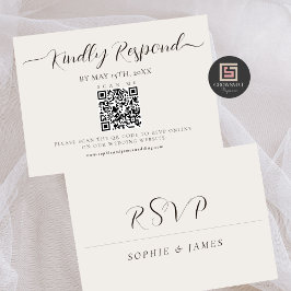 Tarjeta RSVP de caligrafía de código QR para Boda 