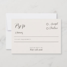 Tarjeta RSVP de caligrafía neutra Minimalista mode
