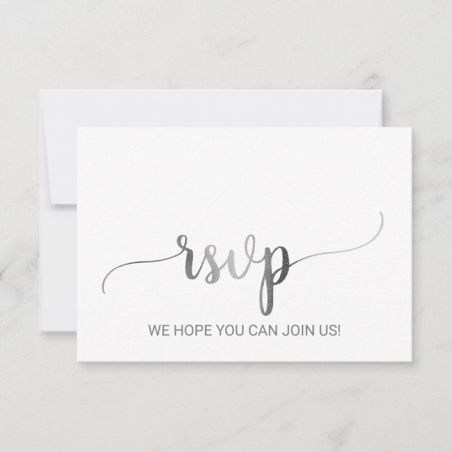 Tarjeta RSVP de caligrafía simple de Relieve metal (Anverso)