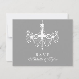Tarjeta RSVP de candelabro blanco y plateado
