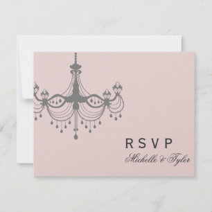 Tarjeta RSVP de candelabro de plata y Rubor