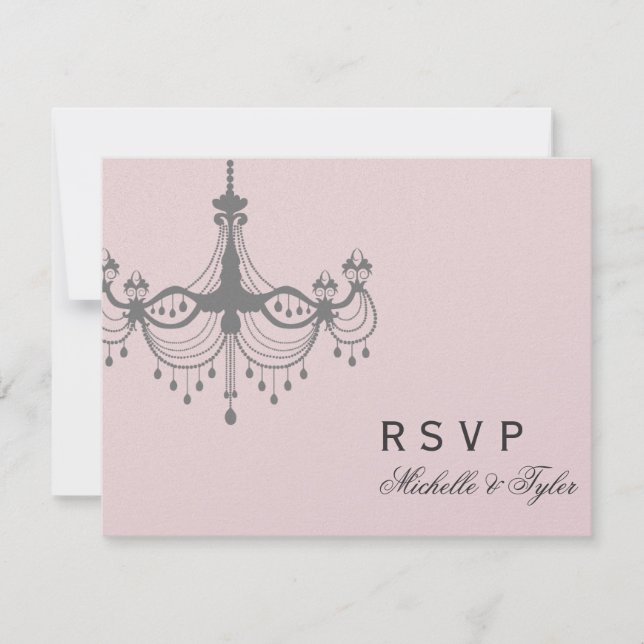 Tarjeta RSVP de candelabro de plata y Rubor (Anverso)