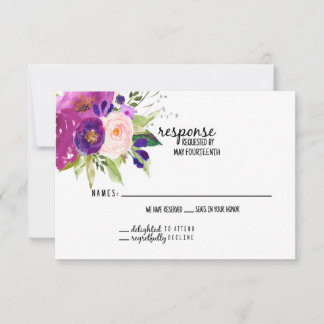 Tarjeta RSVP de casacula de plumas florales