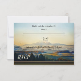 Tarjeta RSVP de casamiento artístico de paisajes d