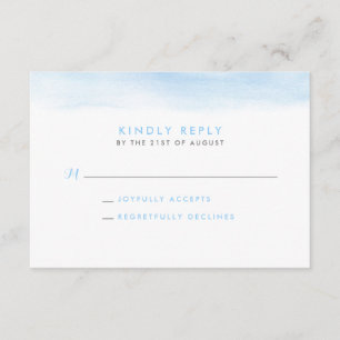 Tarjeta RSVP de casamiento azul cielo de agua