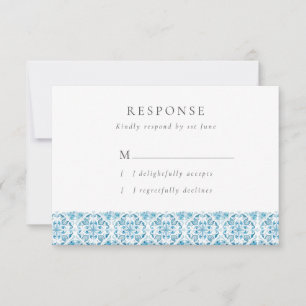 Tarjeta RSVP de casamiento azul mediterráneo