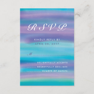 Tarjeta RSVP de casamiento azul púrpura