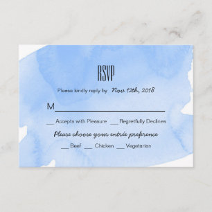 Tarjeta RSVP de casamiento azul Wash Wedding