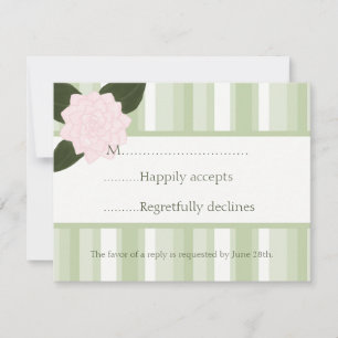 Tarjeta RSVP de casamiento Camellia y Stripes