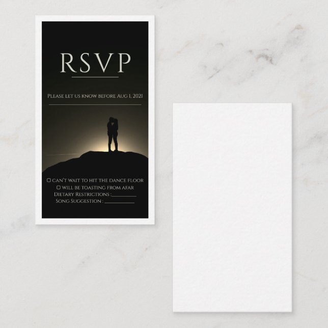 Tarjeta Rsvp de casamiento con foto blanco y negro (Anverso / Reverso)