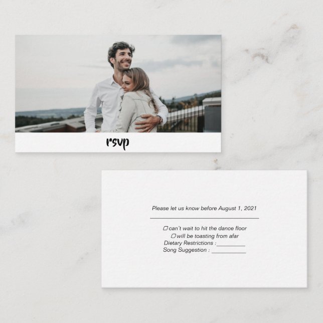 Tarjeta Rsvp de casamiento con foto Personalizado  (Anverso / Reverso)