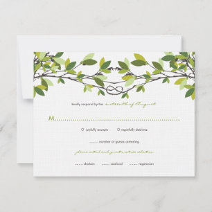Tarjeta RSVP de casamiento de árboles con amor ver