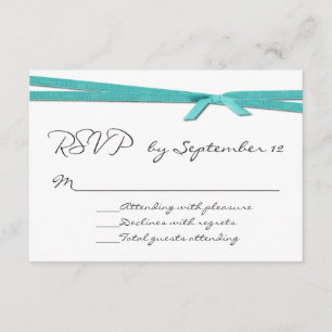 Tarjeta RSVP de casamiento de cinta turquesa de mo