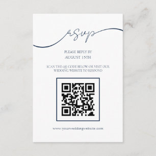 Tarjeta RSVP de casamiento de código QR azul de la