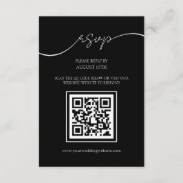 Tarjeta RSVP de casamiento de código QR blanco y n