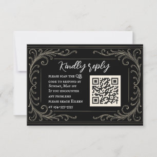 Tarjeta RSVP de casamiento de código QR de belleza