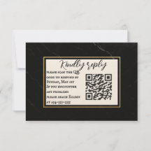 Tarjeta RSVP de casamiento de código QR de Marble 