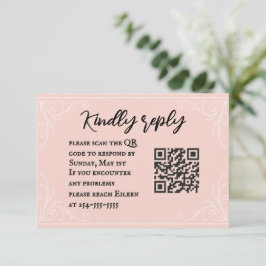 Tarjeta RSVP de casamiento de código QR de Rubor s