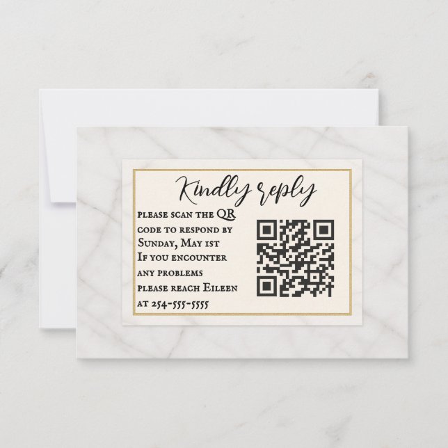 Tarjeta RSVP de casamiento de código QR de susurro (Anverso)