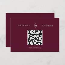 Tarjeta RSVP de casamiento de código QR en Borgoña