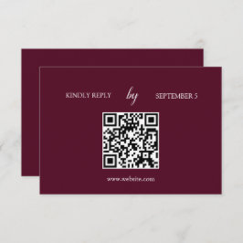 Tarjeta RSVP de casamiento de código QR en Borgoña