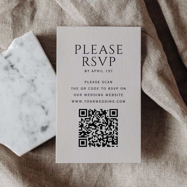 Tarjeta RSVP de casamiento de código QR Minimalist (Subido por el creador)