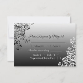 Tarjeta RSVP de casamiento de degradado blanco y n