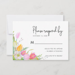 Tarjeta RSVP de casamiento de escritura de tulipan