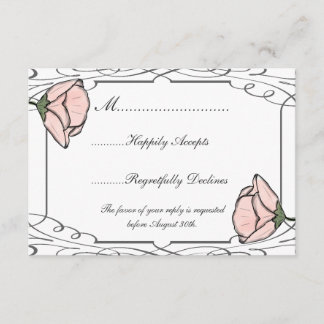 Tarjeta RSVP de casamiento de flor rosa y de traba