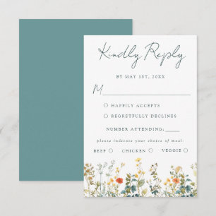 Tarjeta RSVP de casamiento de flores silvestres