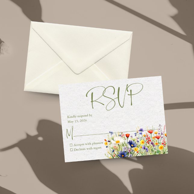 Tarjeta RSVP de casamiento de flores silvestres (Subido por el creador)