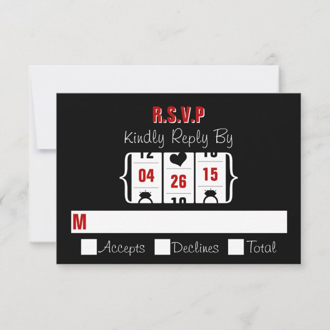 Tarjeta RSVP de casamiento de máquina de bolas de  (Anverso)
