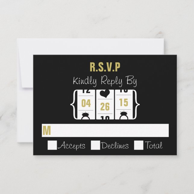 Tarjeta RSVP de casamiento de máquina de bolas de  (Anverso)