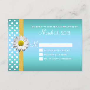 Tarjeta RSVP de casamiento de margarita azul y ama