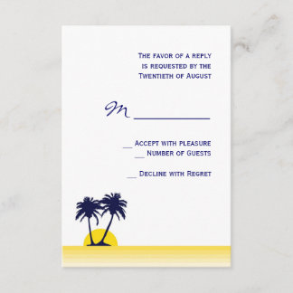 Tarjeta RSVP de casamiento de palmeras de playa