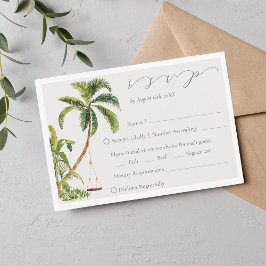 Tarjeta RSVP de casamiento de palmeras tropicales