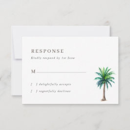 Tarjeta RSVP de casamiento de palmeras tropicales